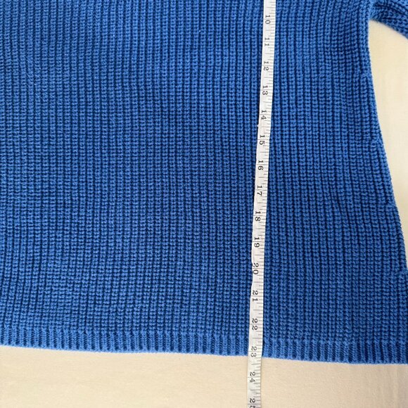 Quince Royal Blue Ribbed Tight Knit Raglan Sleeve Pullover Cotton Sweater Size M - Picture 7 of 8